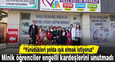 Minik öğrenciler engelli kardeşlerini unutmadı