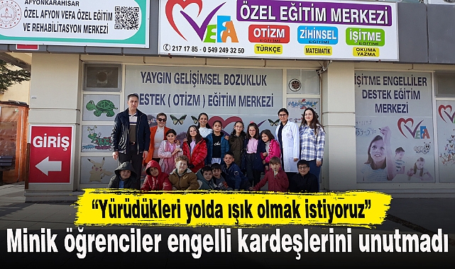 Minik öğrenciler engelli kardeşlerini unutmadı