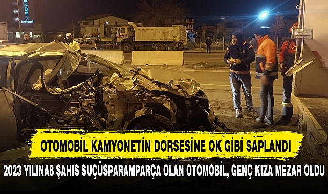 OTOMOBİL KAMYONETİN DORSESİNE OK GİBİ SAPLANDI