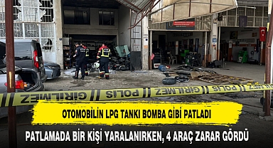 OTOMOBİLİN LPG TANKI BOMBA GİBİ PATLADI