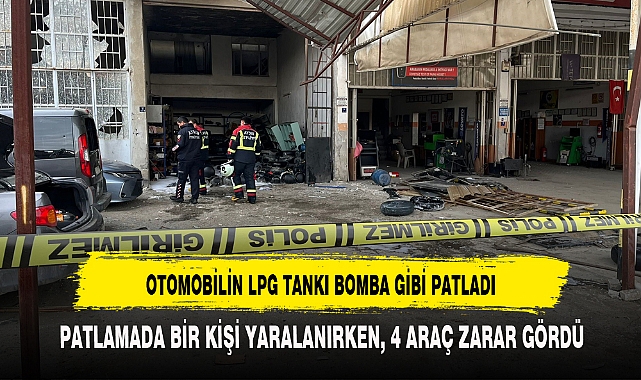 OTOMOBİLİN LPG TANKI BOMBA GİBİ PATLADI