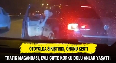 OTOYOLDA SIKIŞTIRDI, ÖNÜNÜ KESTI