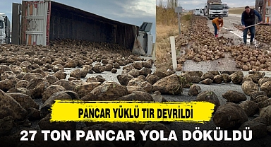 PANCAR YÜKLÜ TIR DEVRİLDİ