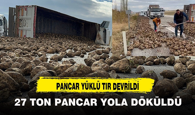 PANCAR YÜKLÜ TIR DEVRİLDİ