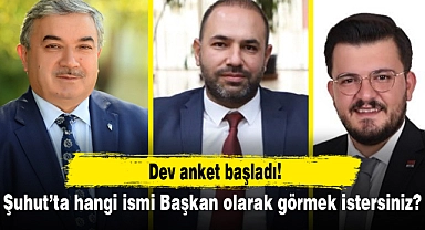 Şuhut'ta Belediye Başkanı olarak hangi ismi görmek istersiniz?