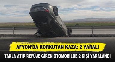 Takla Atıp Refüje Giren Otomobilde 2 Kişi Yaralandı