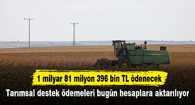 Tarımsal destek ödemeleri bugün hesaplara aktarılıyor