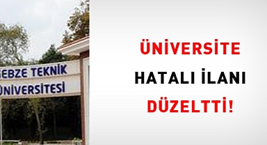 Üniversite hatalı ilanını düzeltti!