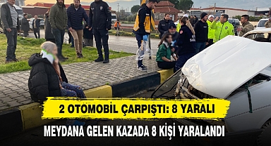 2 Otomobil Çarpıştı: 8 Yaralı