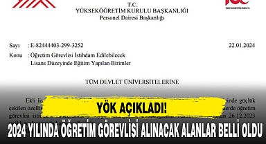 2024 YILINDA ÖĞRETİM GÖREVLİSİ ALINACAK ALANLAR BELLİ OLDU