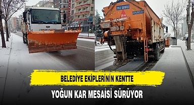 Afyon'da Belediye Ekiplerinin Yoğun Kar Mesaisi Sürüyor