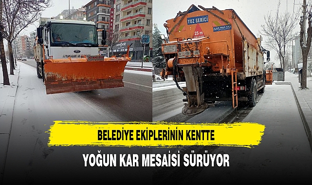 Afyon'da Belediye Ekiplerinin Yoğun Kar Mesaisi Sürüyor