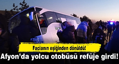 Afyon'da yolcu otobüsü refüje girdi...Facianın eşiğinden dönüldü!