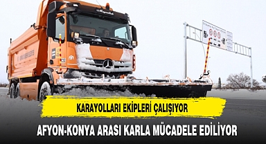 Afyon-Konya Karayolunda Karla Mücadele Ediliyor