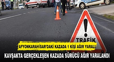 Afyonkarahisar'da tıra yandan çarpan otomobilin sürücüsü ağır yaralandı