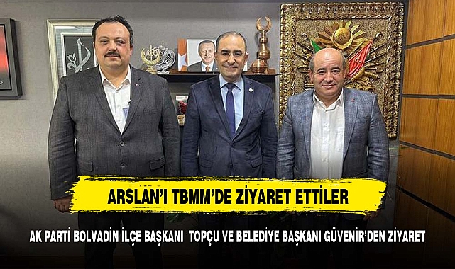AK Parti Afyonkarahisar Milletvekili Hasan Arslan, Bolvadin İlçe Başkanı Hasan Topçu ve Dişli Belediye Başkanı Süreyya Güvenir'i Ağırladı