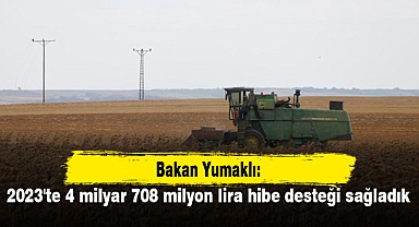 Bakan Yumaklı: 2023'te 4 milyar 708 milyon lira hibe desteği sağladık