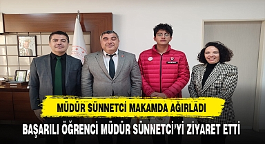 Başarılı Öğrenci Müdür Sünnetci'yi Makamında Ziyaret Etti