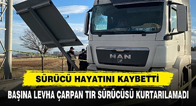 Başına Levha Çarpan Tır Sürücüsü Kurtarılamadı