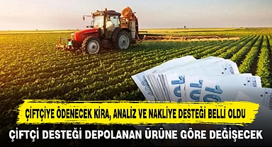 ÇİFTÇİYE ÖDENECEK KİRA, ANALİZ VE NAKLİYE DESTEĞİ BELLİ OLDU