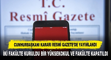 Cumhurbaşkanı Kararı Resmi Gazete’de Yayımlandı