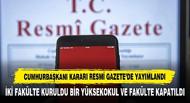 Cumhurbaşkanı Kararı Resmi Gazete’de Yayımlandı