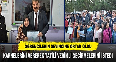 DİNAR BELEDİYE BAŞKANI NİHAT SARI, ÖĞRENCİLERE KARNE SEVİNCİYLE EŞLİK ETTİ