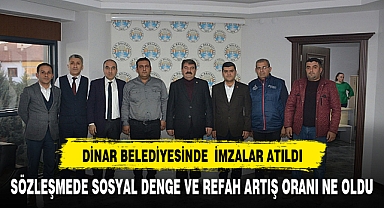 DİNAR BELEDİYESİNDE TOPLU SÖZLEŞME SEVİNCİ