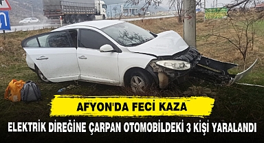 Elektrik Direğine Çarpan Otomobildeki 3 Kişi Yaralandı