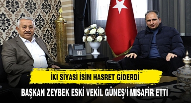 İki Siyasi İsim Hasret Giderdi. Başkan Zeybek Eski Vekil Güneş'i Ziyaret Etti