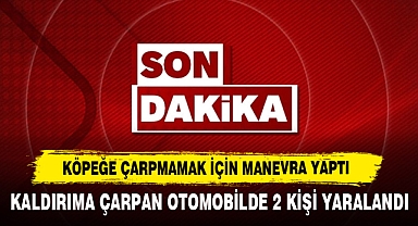 Kaldırıma Çarpan Otomobilde 2 Kişi Yaralandı