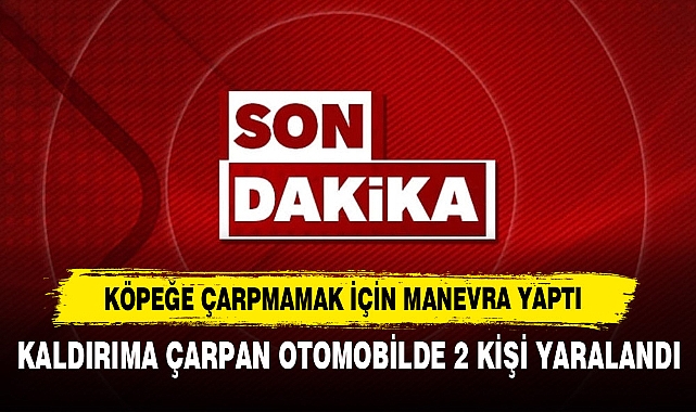 Kaldırıma Çarpan Otomobilde 2 Kişi Yaralandı