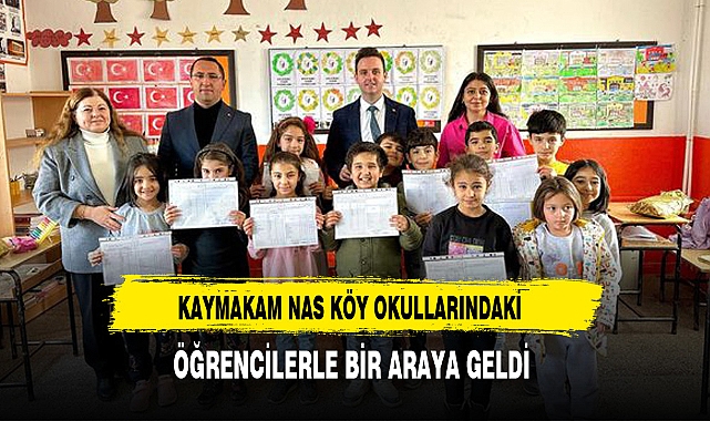 Kaymakam Nas Köy Okullarındaki Öğrencilerin Karne Heyecanına Ortak Oldu