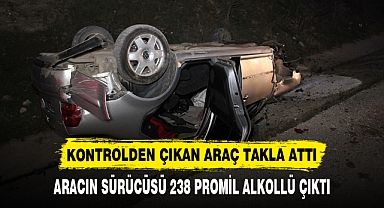 KONTROLDEN ÇIKAN ARAÇ TAKLA ATTI