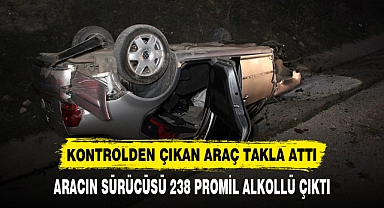 KONTROLDEN ÇIKAN ARAÇ TAKLA ATTI