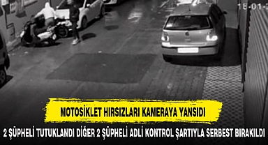MOTOSİKLET HIRSIZLARI KAMERAYA YANSIDI