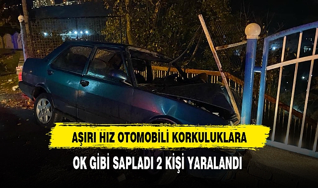 Otomobil Korkuluklara Ok Gibi Saplandı
