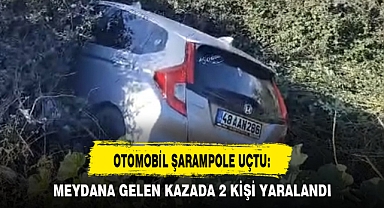 OTOMOBİL ŞARAMPOLE UÇTU: