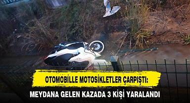 OTOMOBİLLE MOTOSİKLETLER ÇARPIŞTI:
