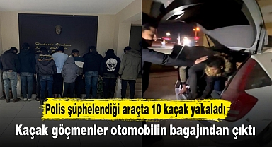 Polisin şüphelendiği araçta 10 kaçak yakaladı