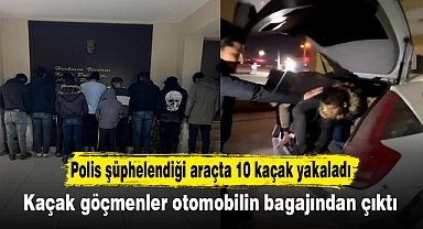 Polisin şüphelendiği araçta 10 kaçak yakaladı