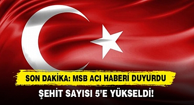 Son Dakika: Msb Acı Haberi Duyurdu Şehit Sayısı 5'e Yükseldi