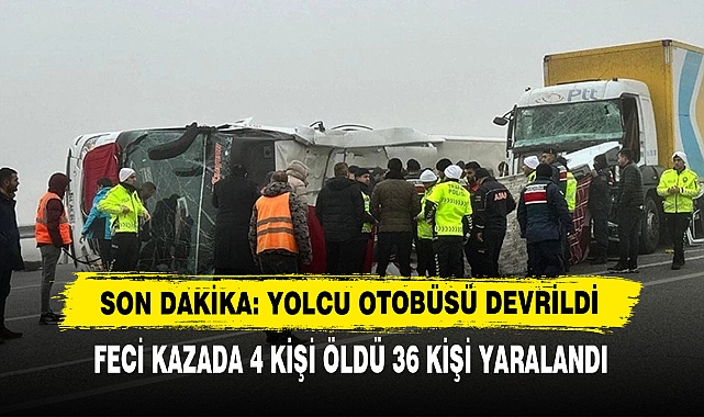 Son Dakika: Yolcu Otobüsü Devrildi