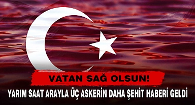 Vatan Sağ Olsun!  Yarım Saat Arayla Üç Askerin Daha Şehit Haberi Geldi