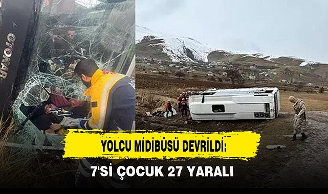 YOLCU MİDİBÜSÜ DEVRİLDİ: