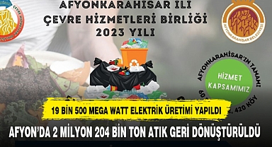 AFYON’DA 2 MİLYON 204 BİN TON ATIK GERİ DÖNÜŞTÜRÜLDÜ