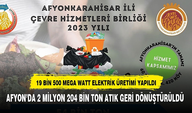 AFYON’DA 2 MİLYON 204 BİN TON ATIK GERİ DÖNÜŞTÜRÜLDÜ