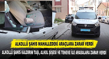 Alkollü Şahıs Mahalledeki Araçlara Zarar Verdi