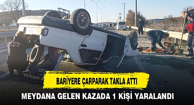 BARİYERE ÇARPARAK TAKLA ATTI