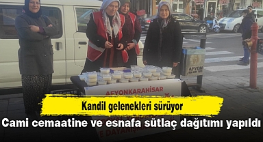 Cami cemaatine ve esnafa sütlaç dağıtımı yapıldı